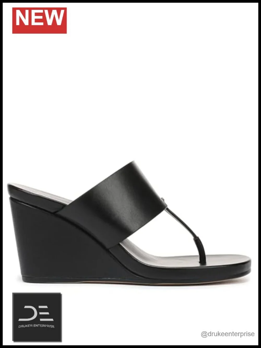 Franco Sarto Women's Leather Wedge Sandals Pointed Toe Slip On 3 Inch Heel