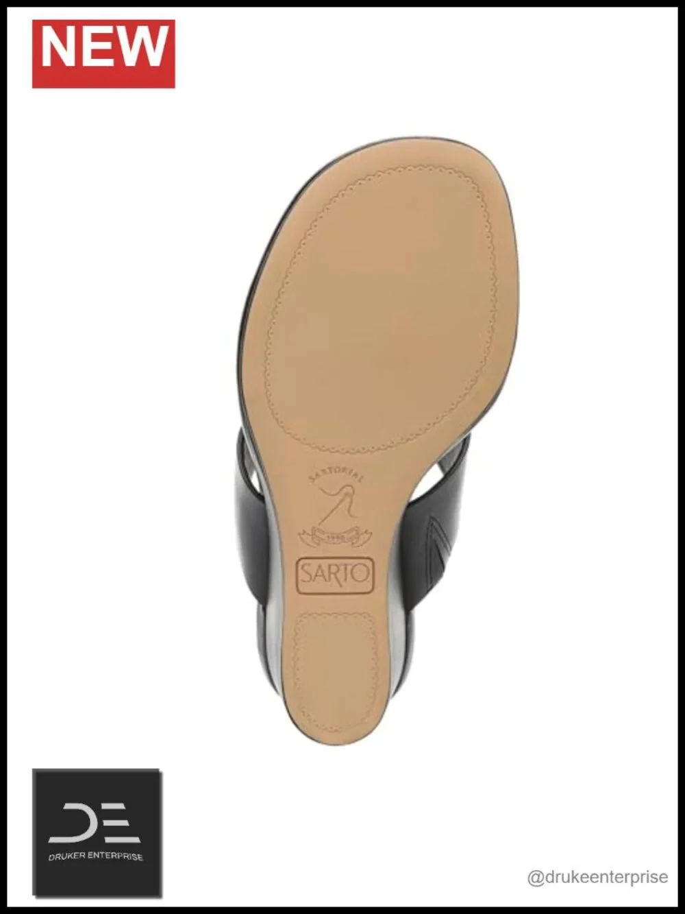 Franco Sarto Women's Leather Wedge Sandals Pointed Toe Slip On 3 Inch Heel