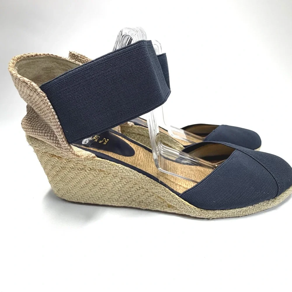 Lauren Ralph Lauren‎ Espadrille Wedges Navy Elastic Womens 10