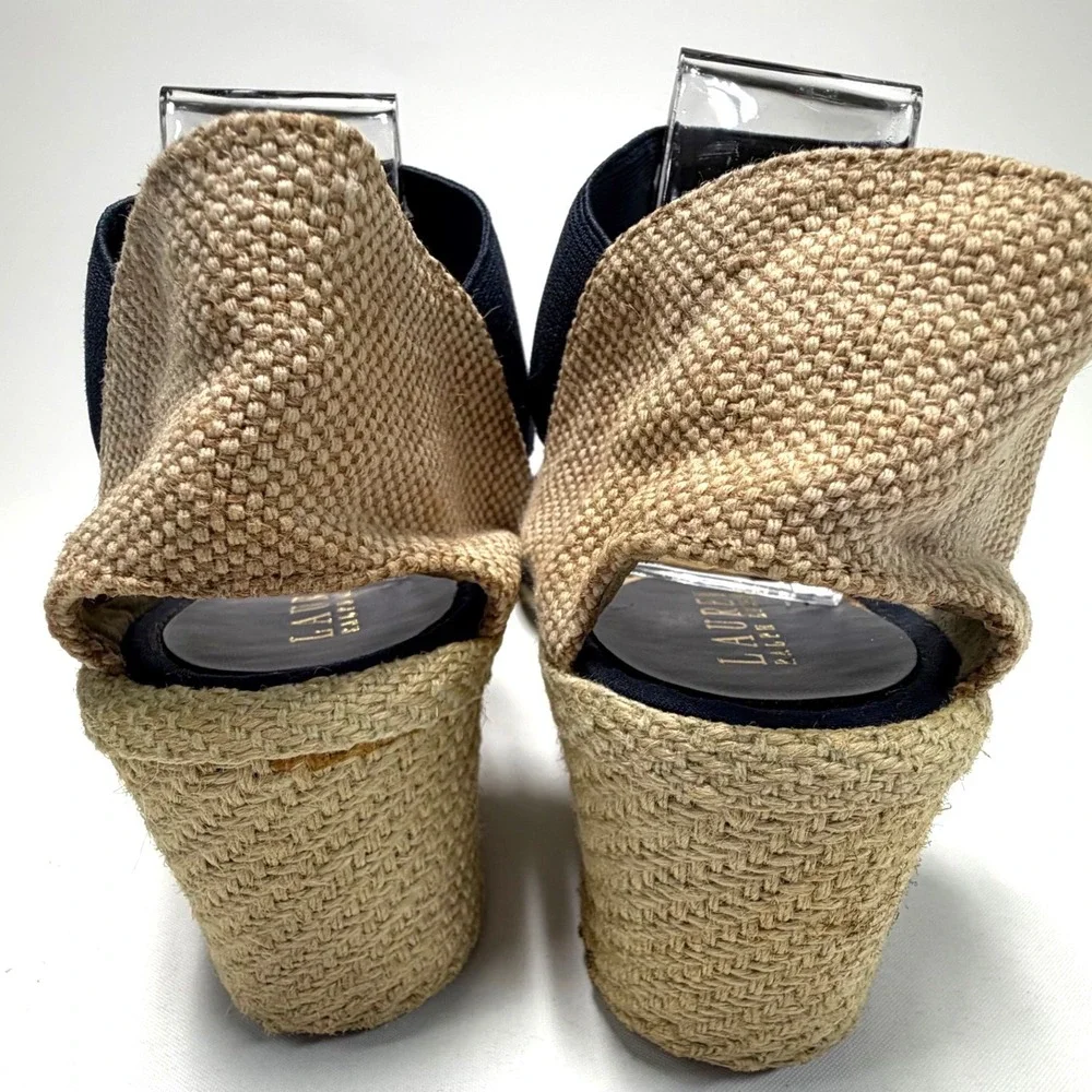 Lauren Ralph Lauren‎ Espadrille Wedges Navy Elastic Womens 10