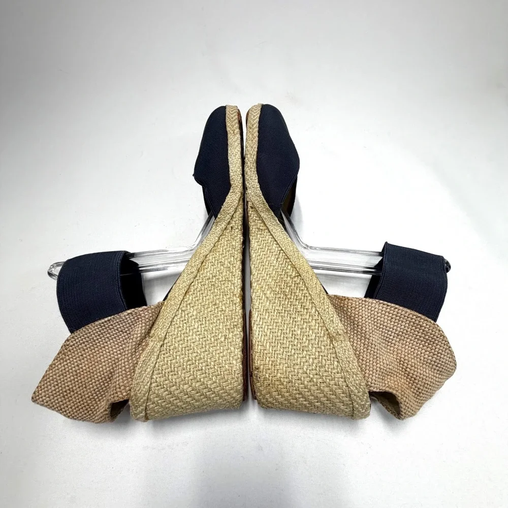 Lauren Ralph Lauren‎ Espadrille Wedges Navy Elastic Womens 10