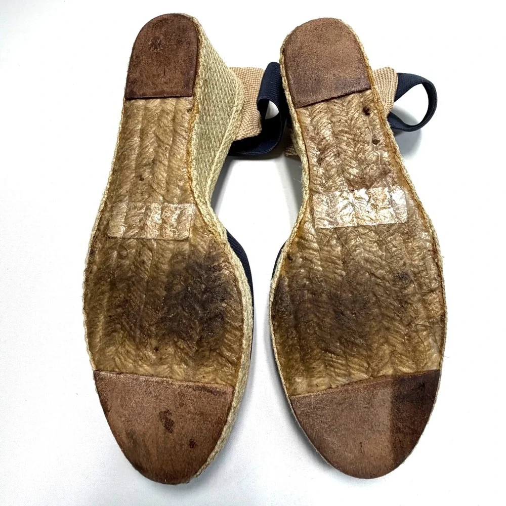 Lauren Ralph Lauren‎ Espadrille Wedges Navy Elastic Womens 10