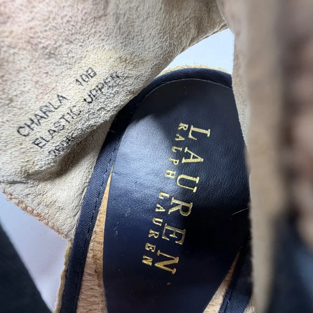 Lauren Ralph Lauren‎ Espadrille Wedges Navy Elastic Womens 10
