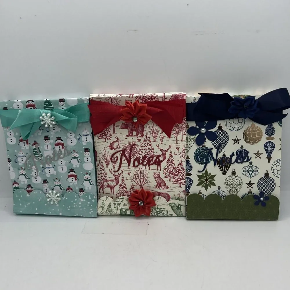 Handmade Christmas Holiday Notes Notepad W/ Little‎ Pen Great Stocking Stuffer
