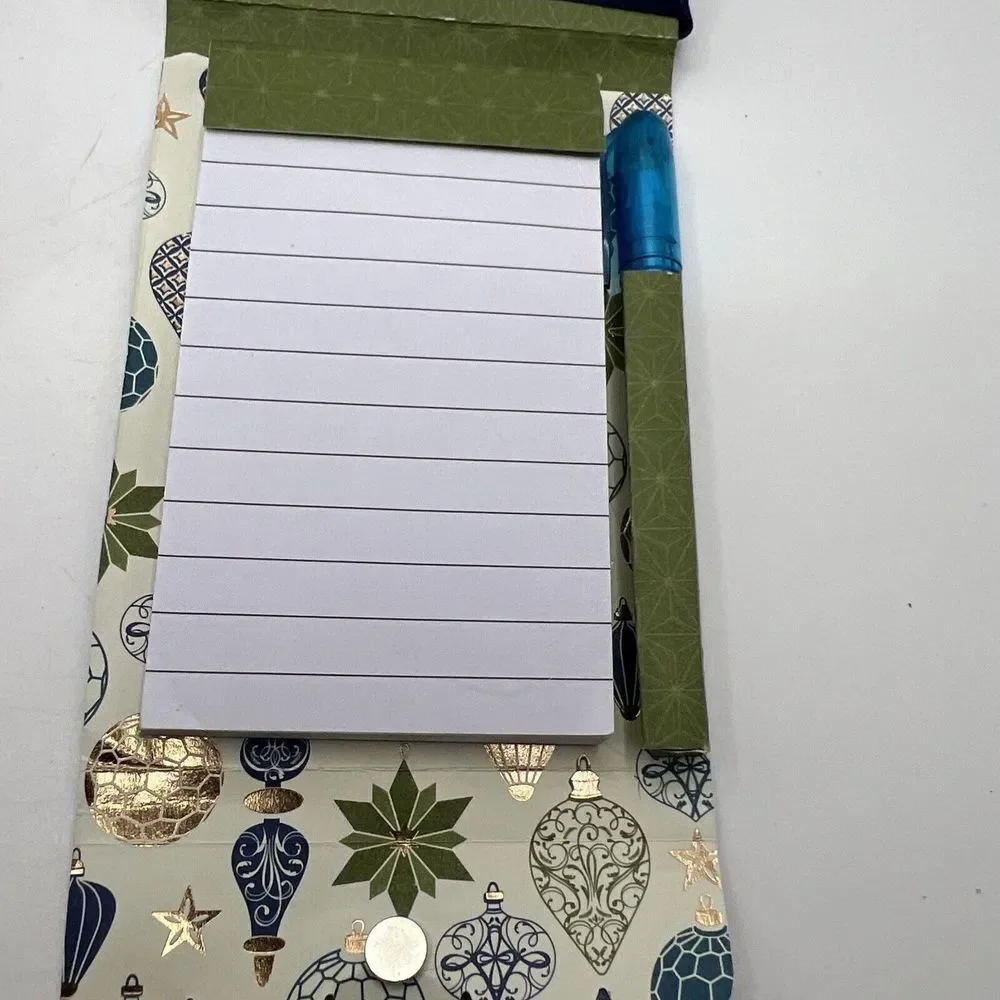 Handmade Christmas Holiday Notes Notepad W/ Little‎ Pen Great Stocking Stuffer