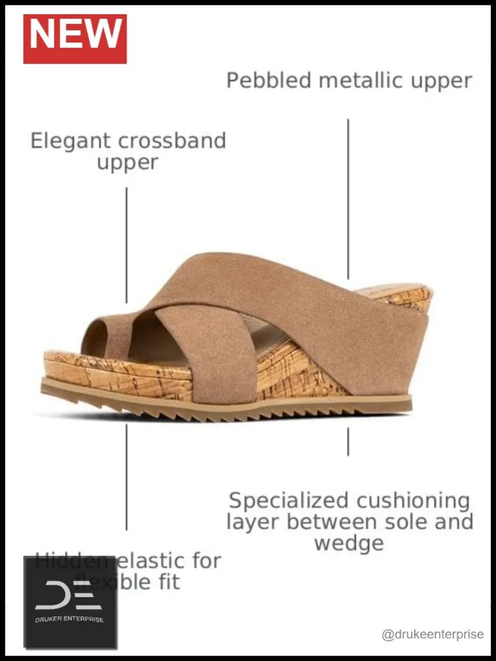 Women's Platform Wedge Sandals with Toe Ring - Comfortable Heeled Sandals