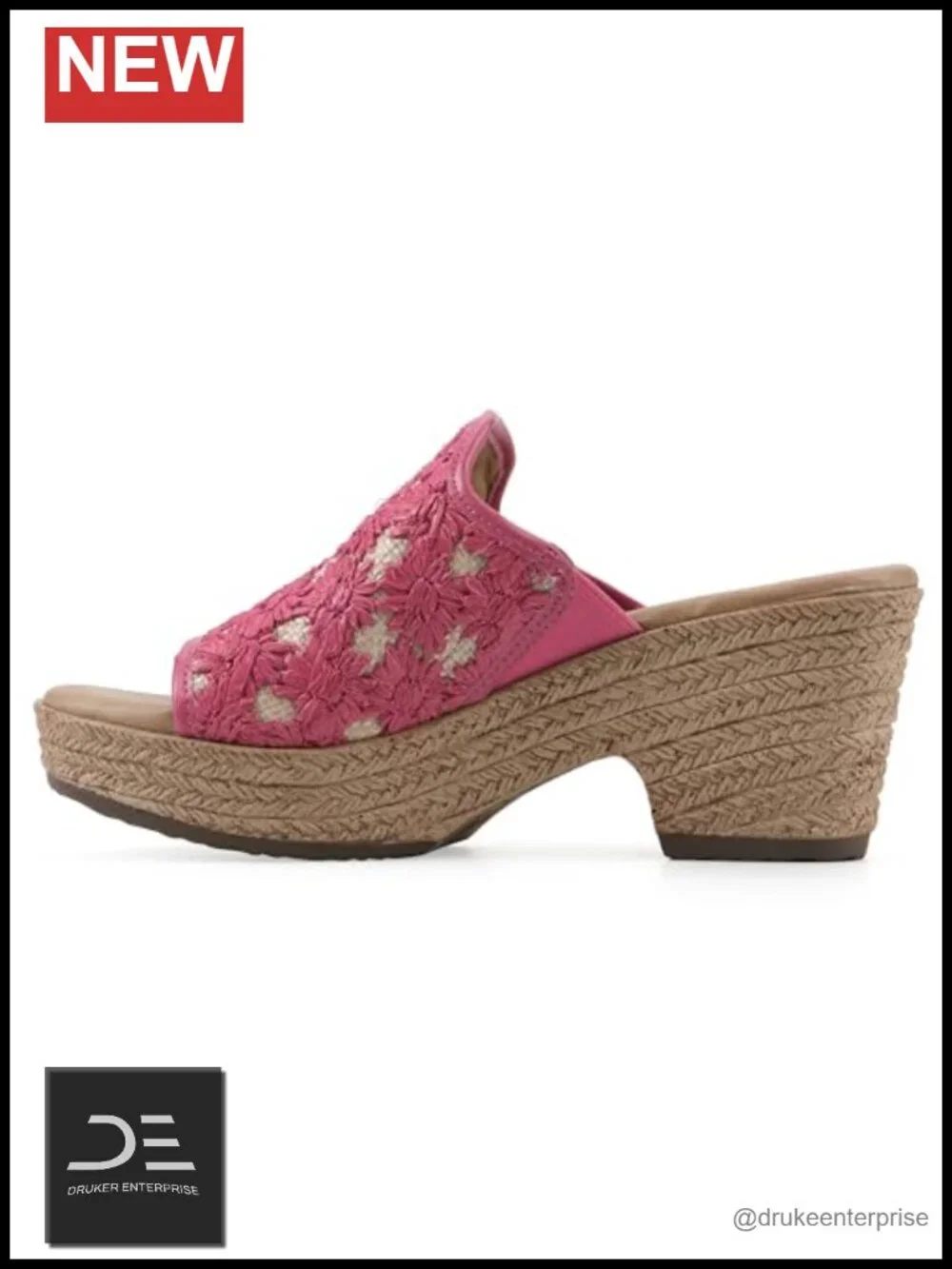 Embroidered Platform Wedge Sandals Slip On Floral Open Toe
