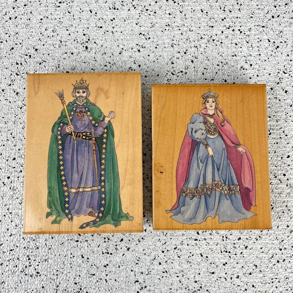 Rubber Stamps Lot of 2 Stamps‎ Happen Inc. King 80095 Queen 80096 Fantasy