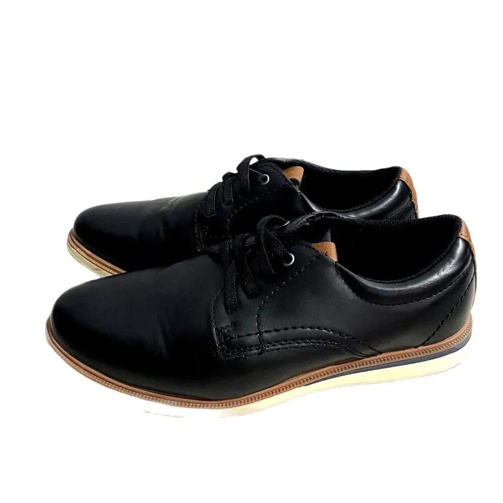 Max + Jake Lil Oscar Boys Black Lace Up Dress Shoes Faux Leather Oxfords Size 3M