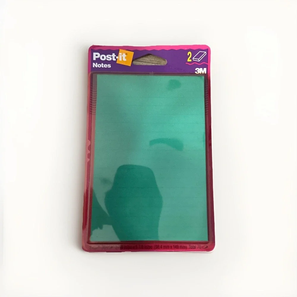 Large Post-it Notes 2 Pads Green 3 7/8 Inches 5 7/8 Inches NOS 1996‎