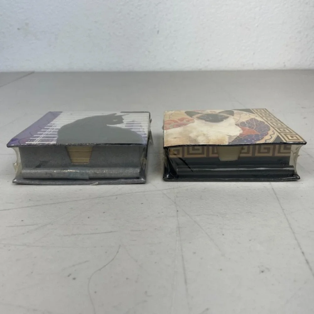 Vintage Cat Notepad Memo Cube Box 4x4 Lot Of 2 Sophisticats By Dakin 1993 New‎
