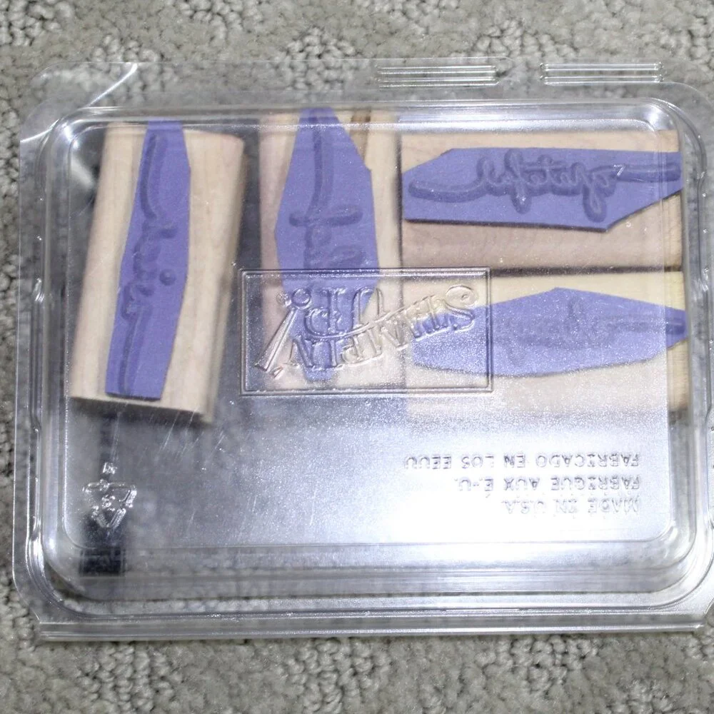 NWOT Stampin' Up Set of 4 Small Script 2005 Stamps - Mounted