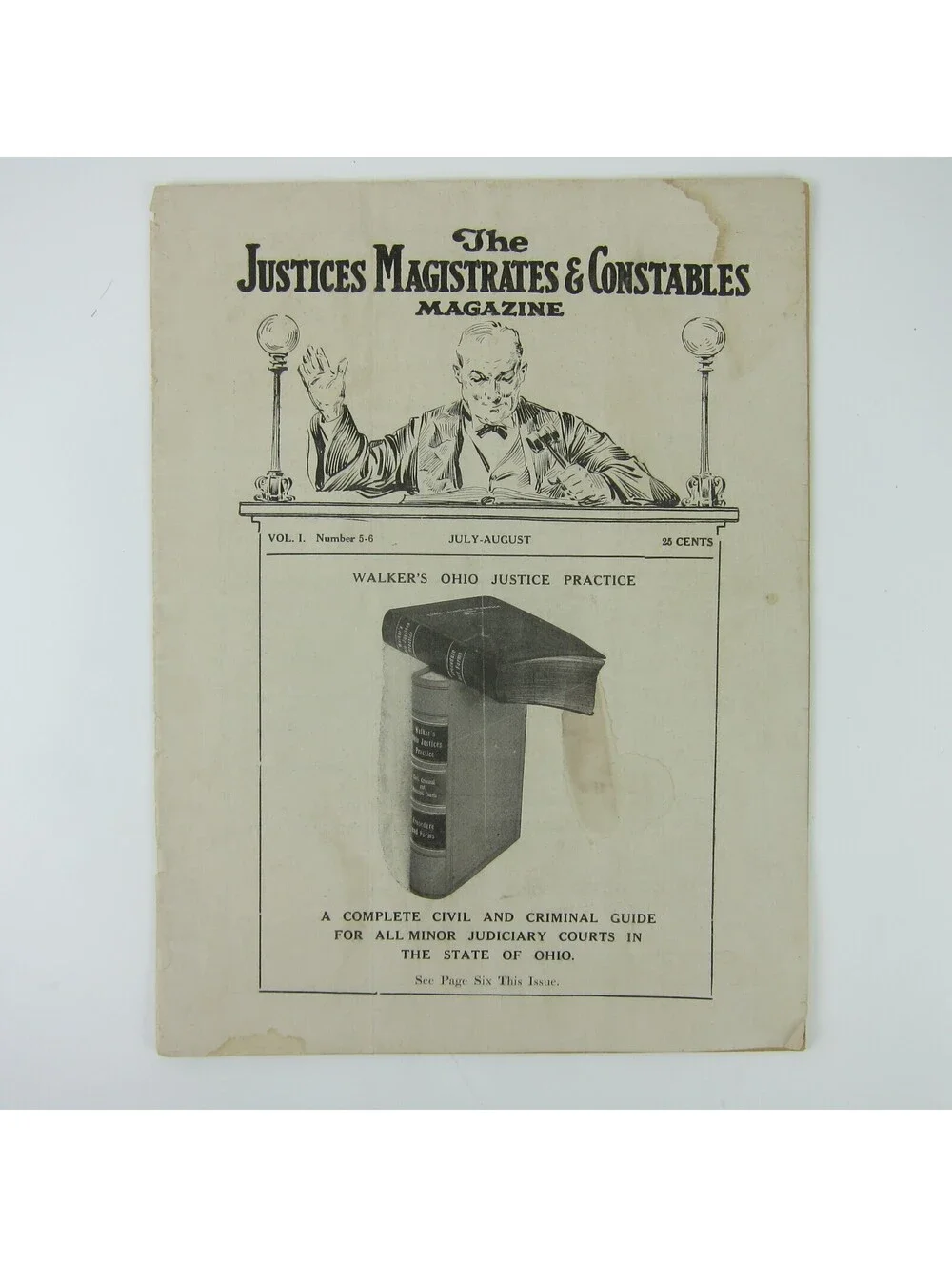 Justices Magistrates & Constables Magazine Ohio July - August 1922 Antique RARE