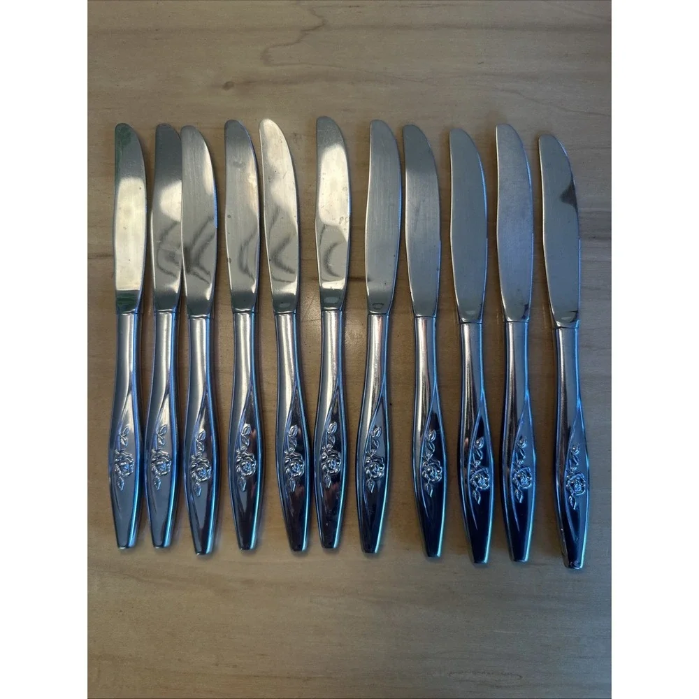 Lot (11) Oneida Oneidacraft LASTING ROSE Deluxe‎ Stainless 8.5
