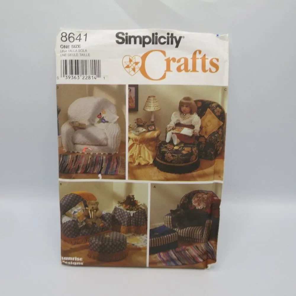 Simplicity Crafts 8641 Doll Furniture Chair Ottoman Pillow ONE SIZE 18-54