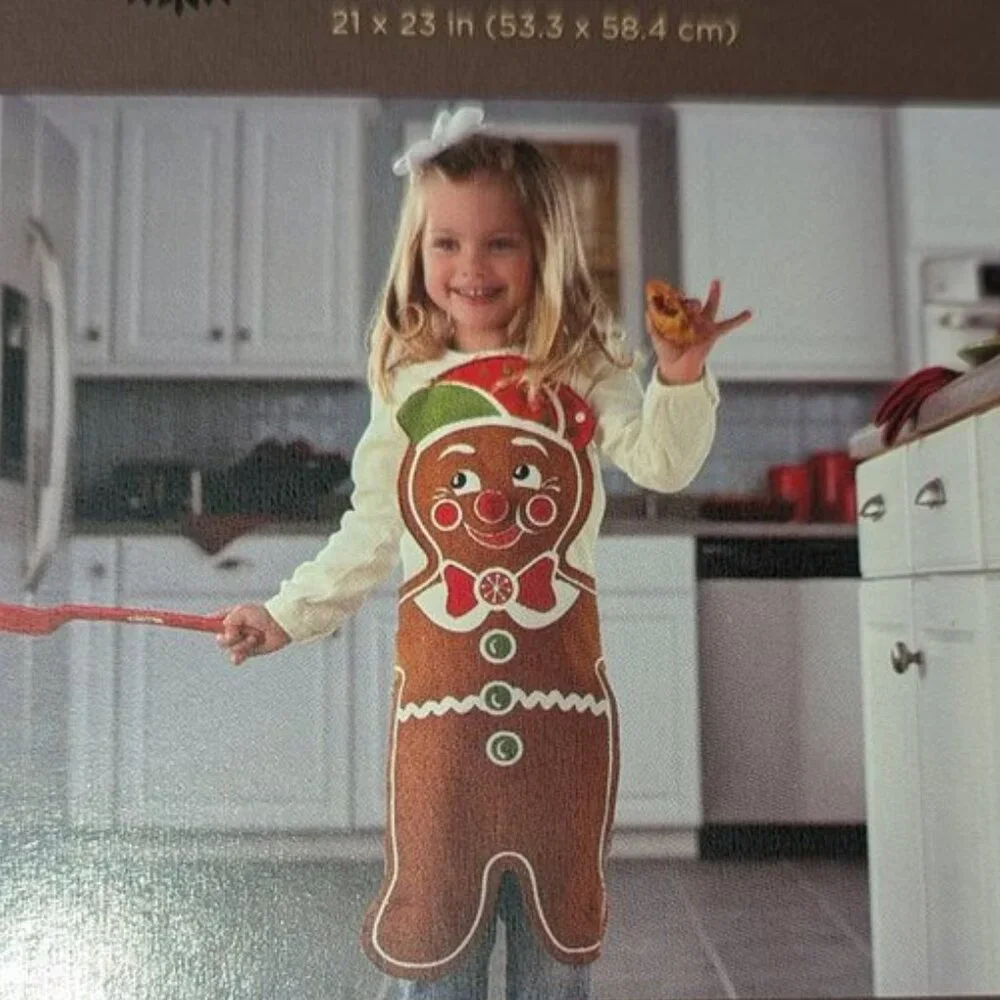 NEW Trim A Home Toddler Little Kids Gingerbread Man Christmas Holiday Apron NWT