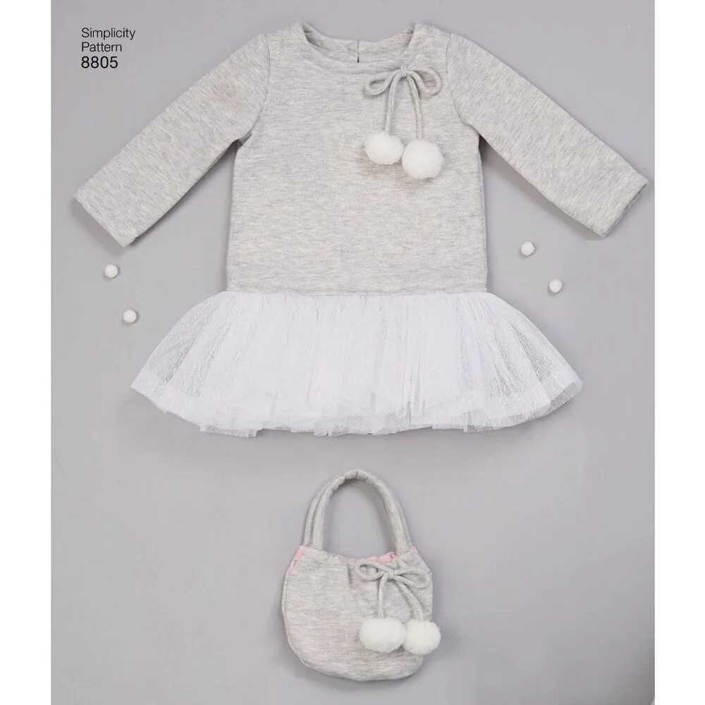 Simplicity Sewing Pattern 8805 Toddlers Dresses Purse Size 1/2-4‎