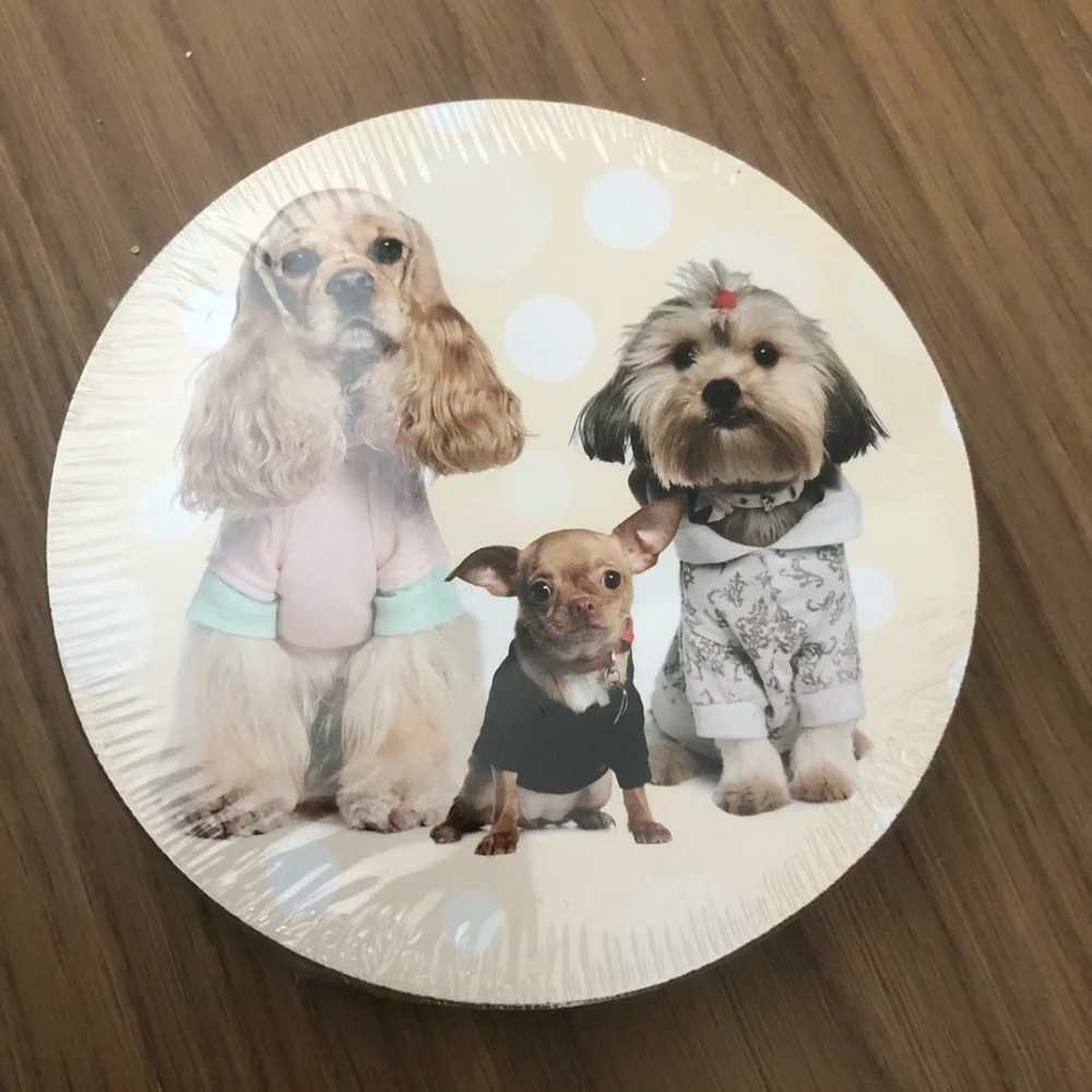 NEW 4 coasters dogs- shihtzu chihuahua cute fun dog lover