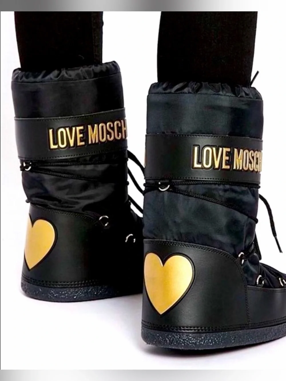 Love Moschino Black Logo Snow Boots - Sz 35-37| Cozy Winter Apres Ski