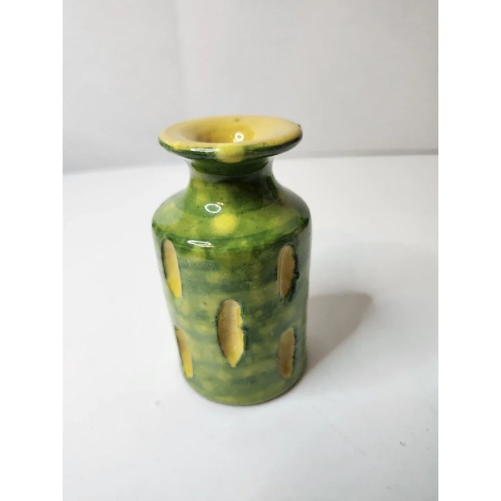 MCM Art Studio Sculpted & Carved Colorful Art Pottery Vase 4