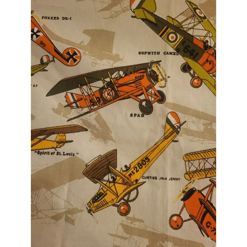 VTG House 'N Home airplane biplane novelty fabric 1960s Steampunk retro Scrap