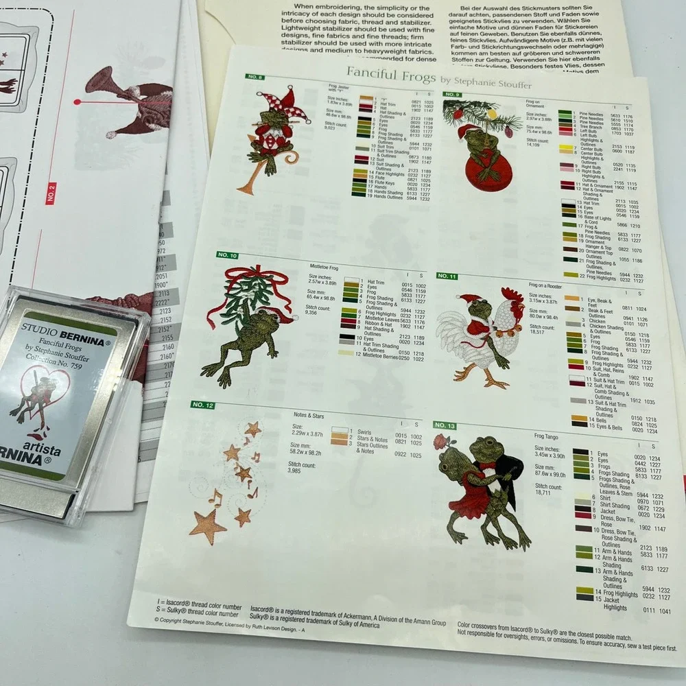 Studio Bernina Fanciful Frogs Embroidery Designs Collection 759‎ Stouffer