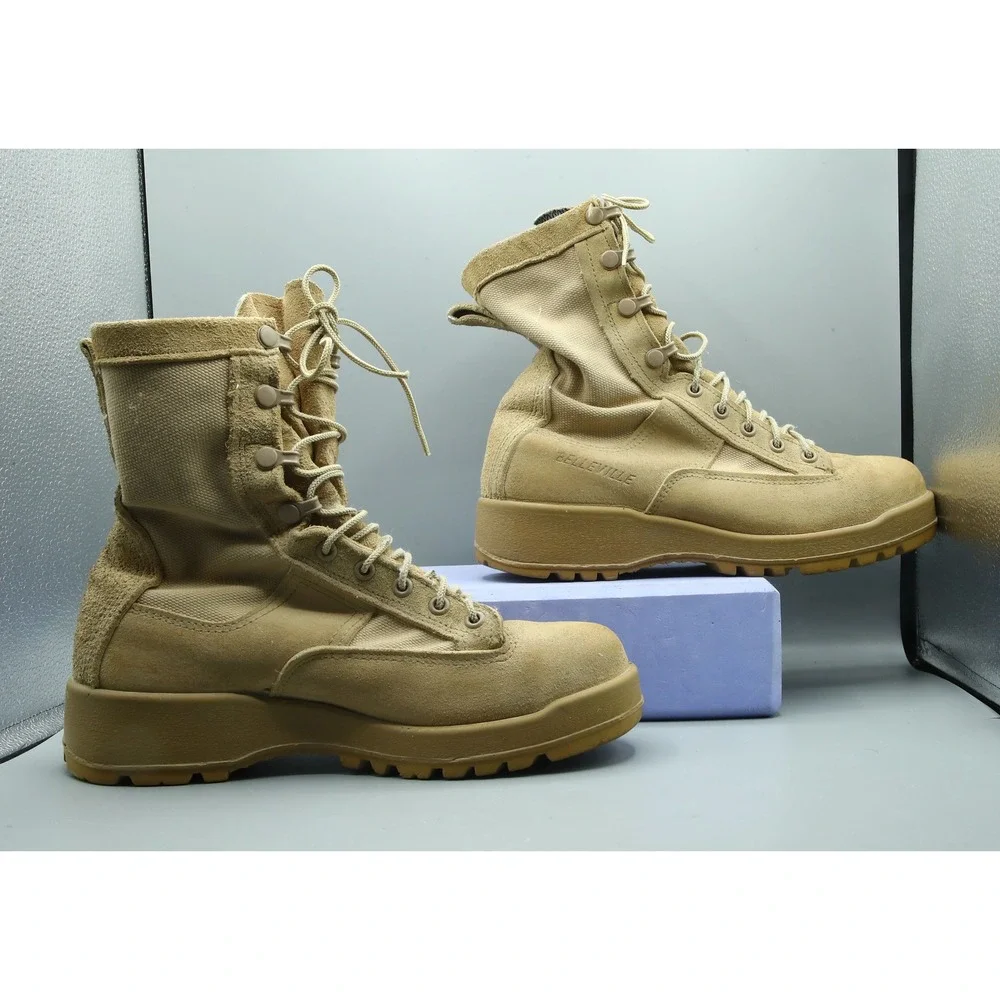 Belleville 790 ST Tan Suede Steel Toe Waterproof Combat Flight Boots 5.5 W USA