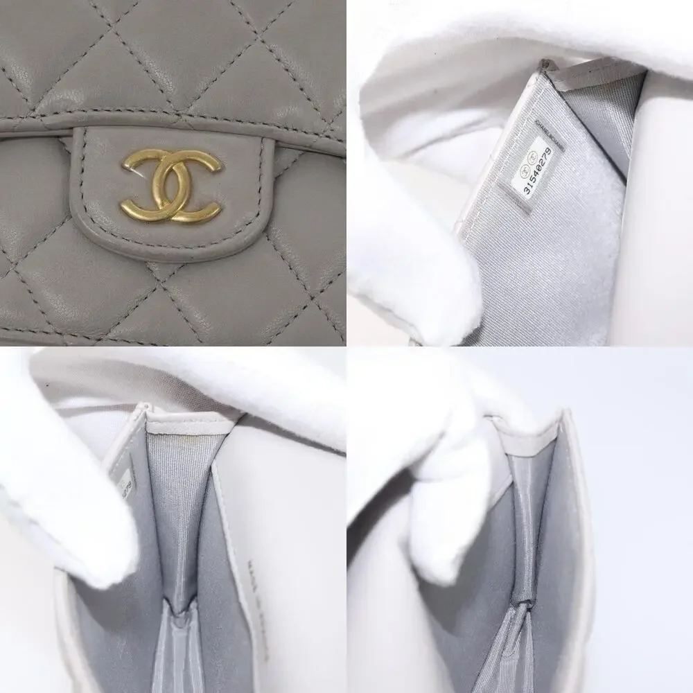 Chanel Matelasse Lambskin Chain Wallet Shoulder Bag Gray