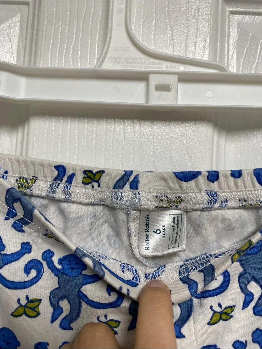 Roller rabbit kids blue monkey pajama pants 100% Pima cotton bottoms 6 years