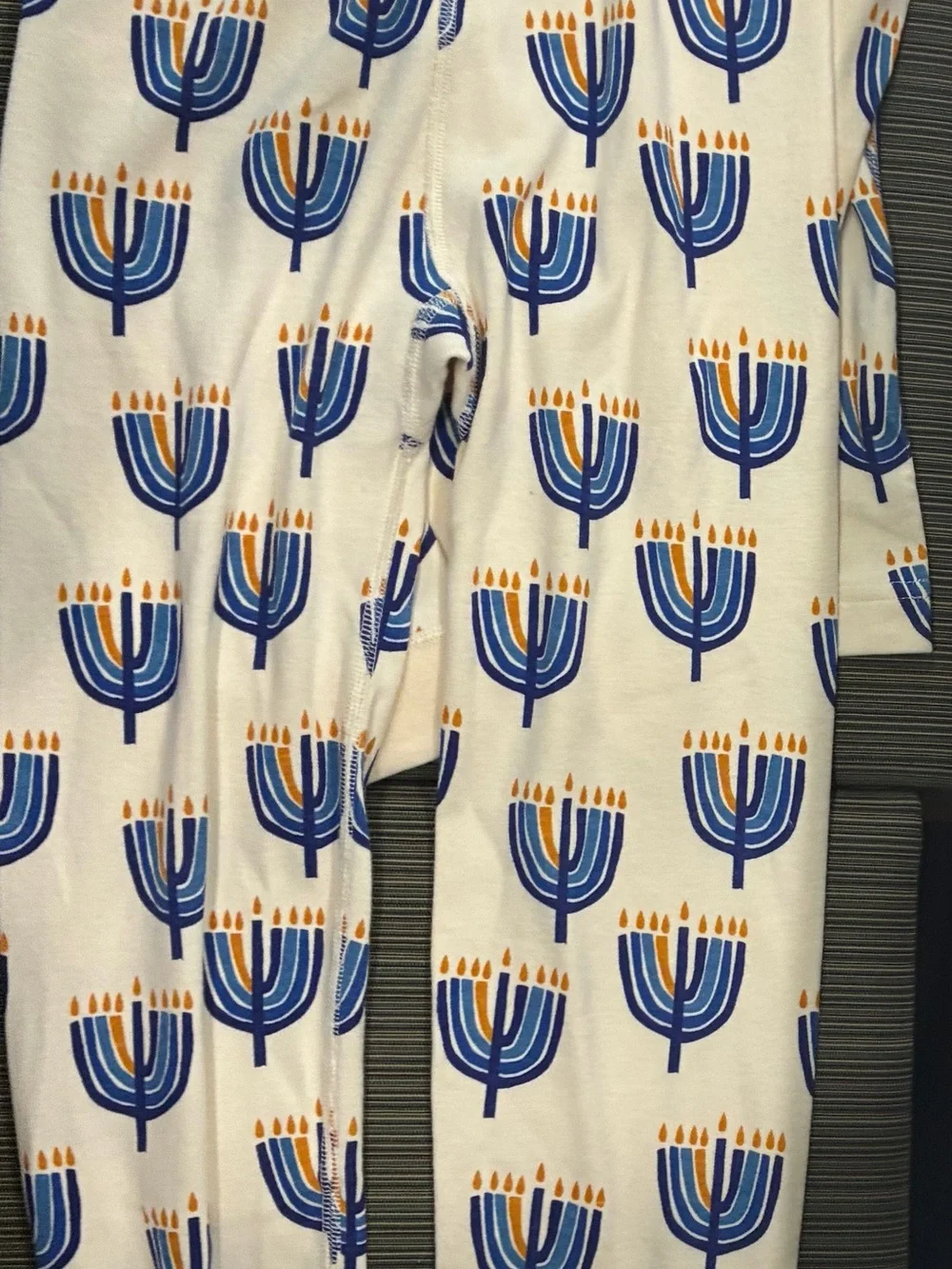 Hanna Andersson Cream Organic Cotton Pajama Set Blue Gold Menorah Hanukah 140 10