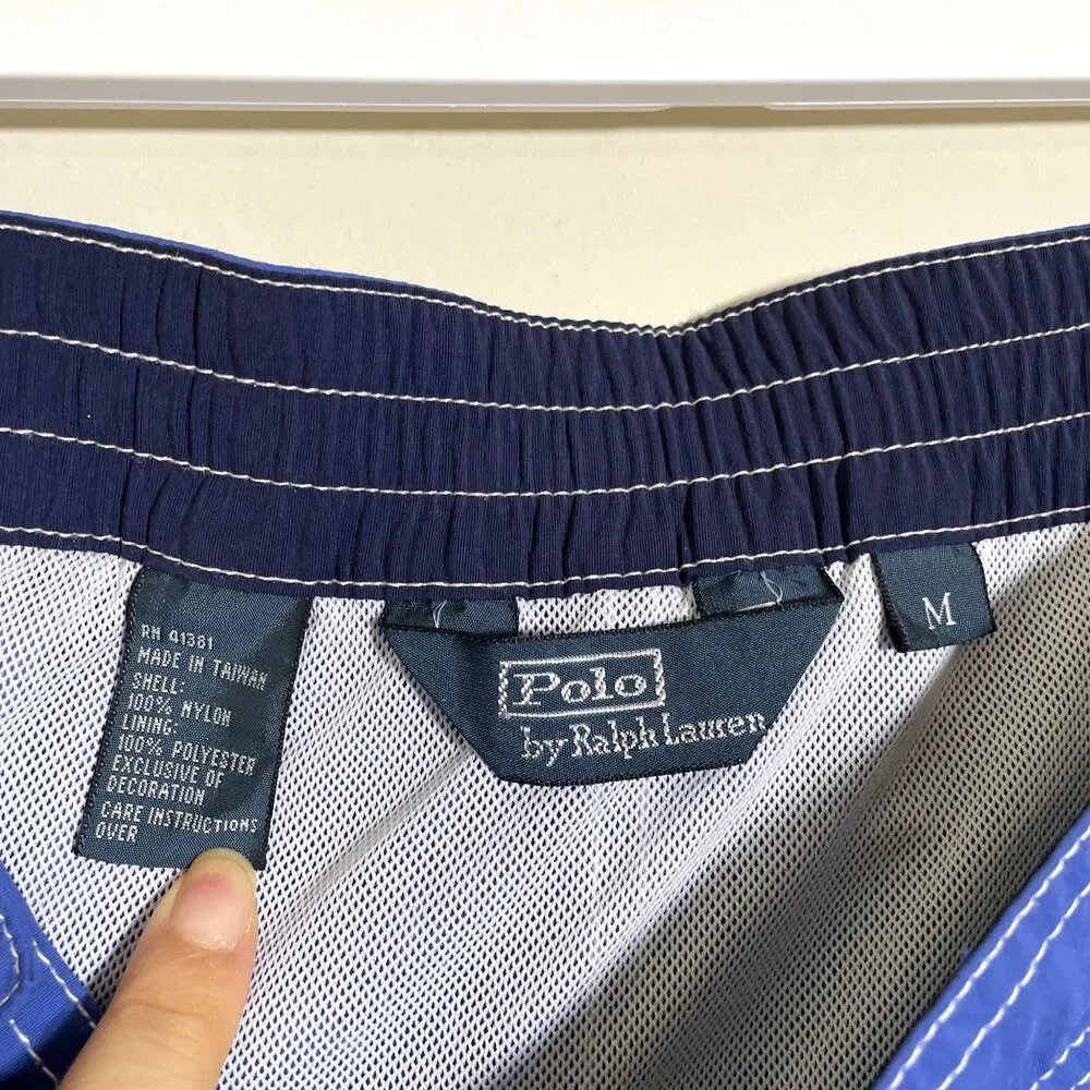 Polo Ralph Lauren Men's Swim Trunks Sz Medium Blue Board Shorts Pony Logo Cargo