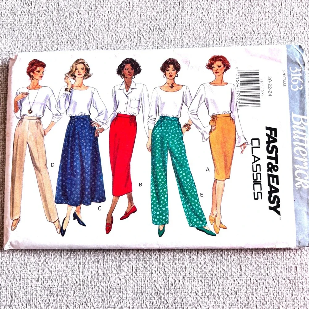 Butterick 3163 Skirt Pants Capsule Basics 20-22-24 Elevated Quiet Luxury Classic