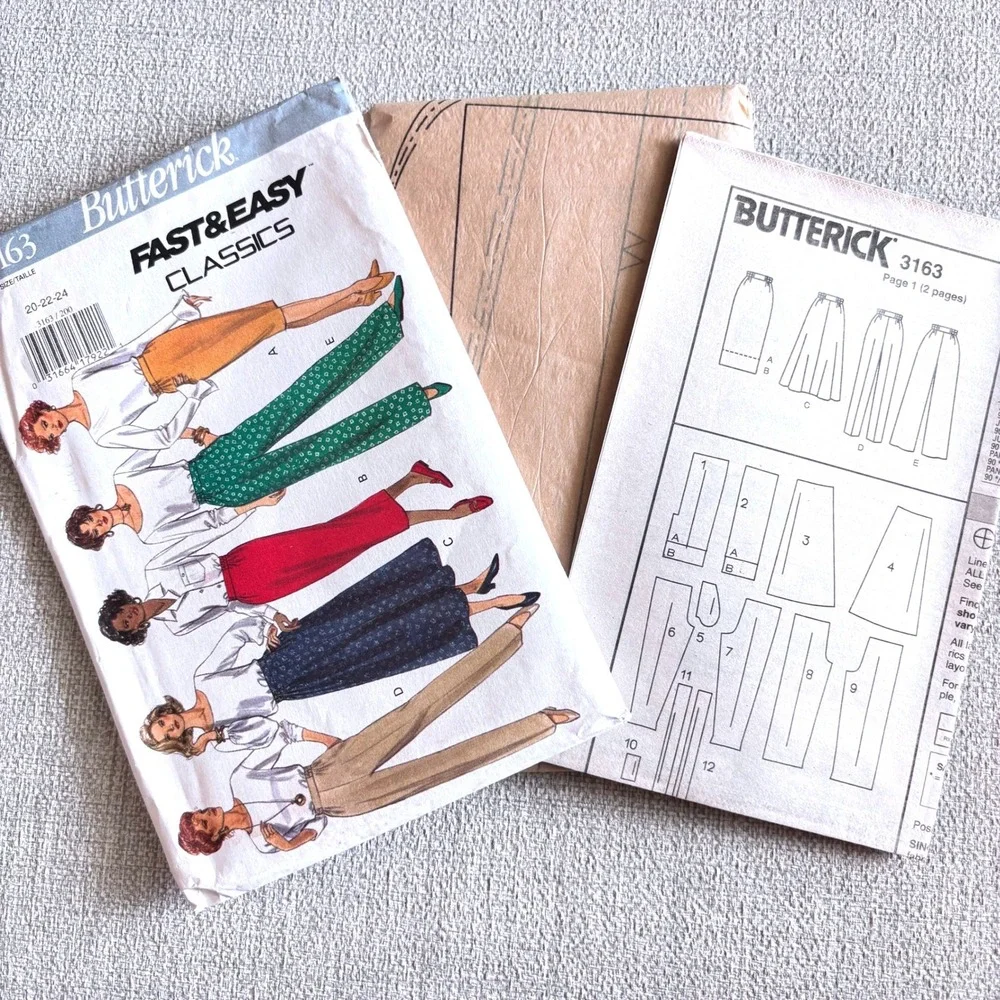 Butterick 3163 Skirt Pants Capsule Basics 20-22-24 Elevated Quiet Luxury Classic