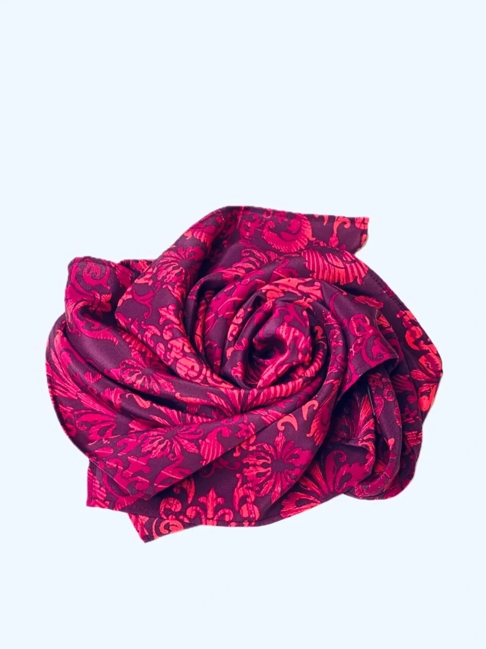 NWT SILKLETTE Floral Mosaic 100% Fine Silk Kerchief Scarf Red/Deep Purple