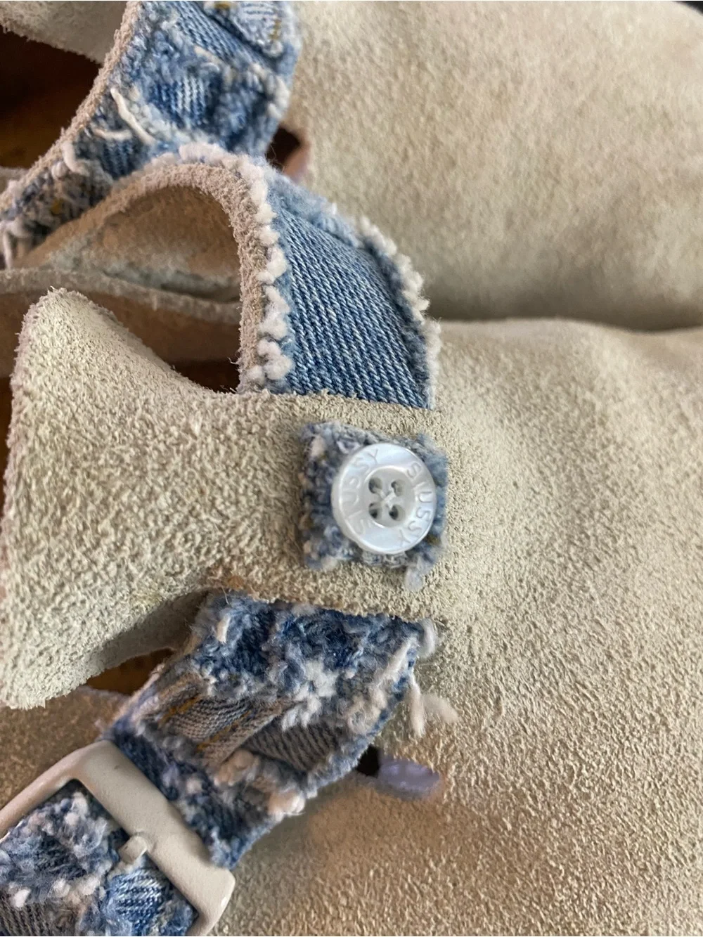Birkenstock x Stussy Boston Clogs Men’s 45 12 Limited Ed Off White & Denim