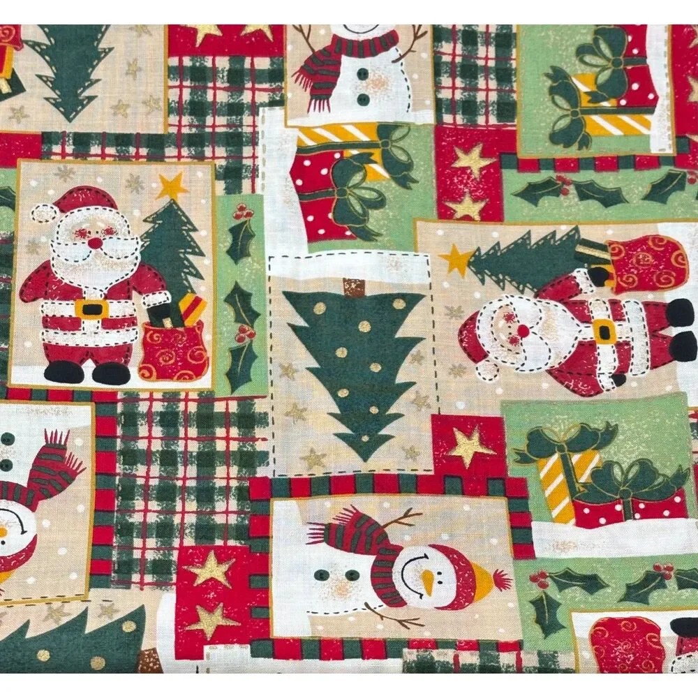 Vintage Santa Snowman Christmas Patchwork Cotton Fabric 29