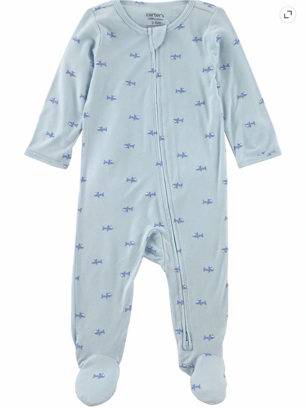 Carter's Blue Shark Print Footed One-Piece