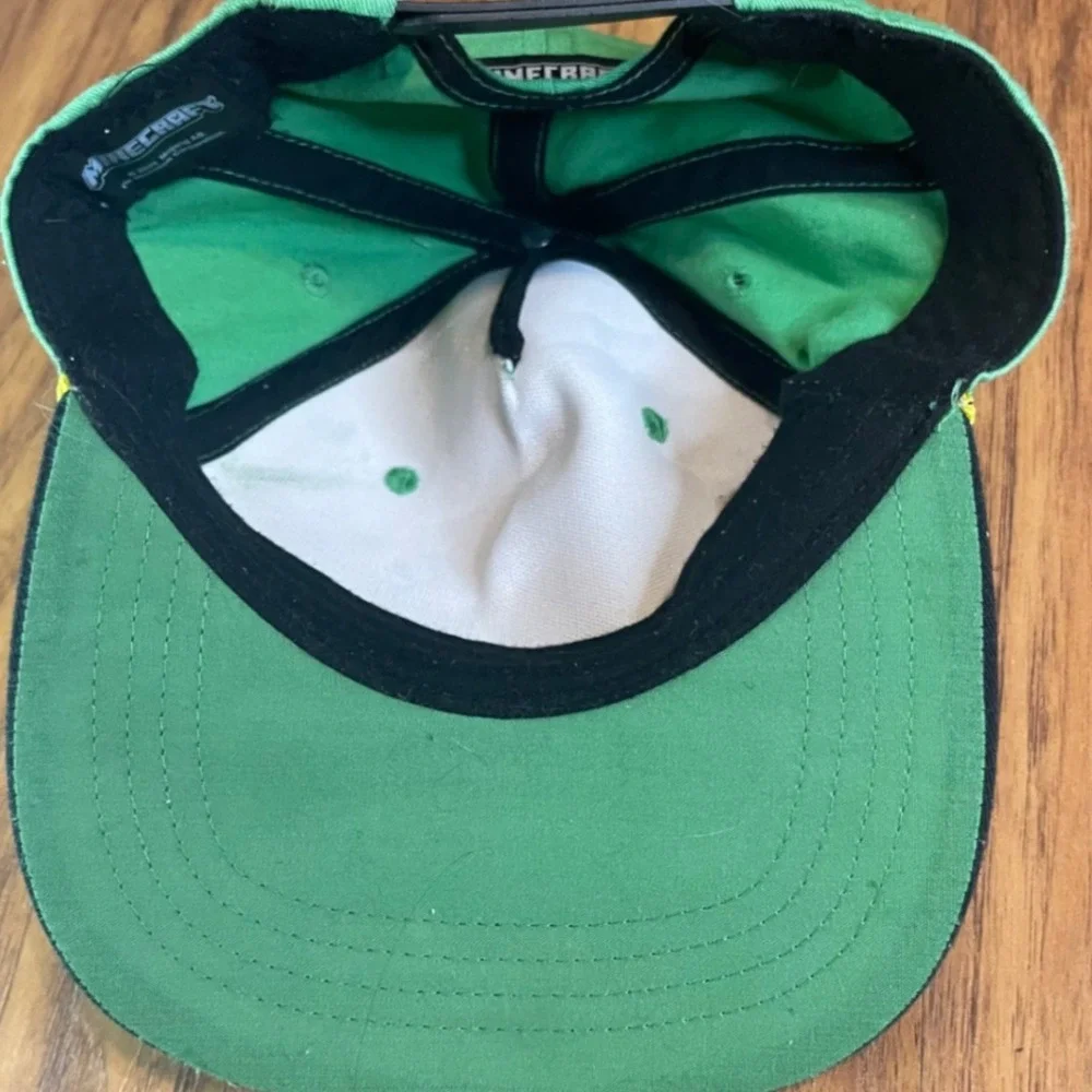 Minecraft Survival Mode Snapback Hat Youth Kids Green White Black Adjustable Cap