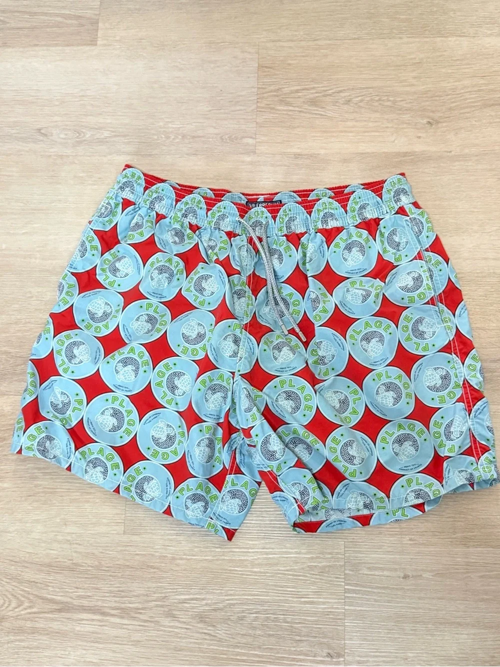 Vilebrequin Red & Light Blue Printed Swim Shorts