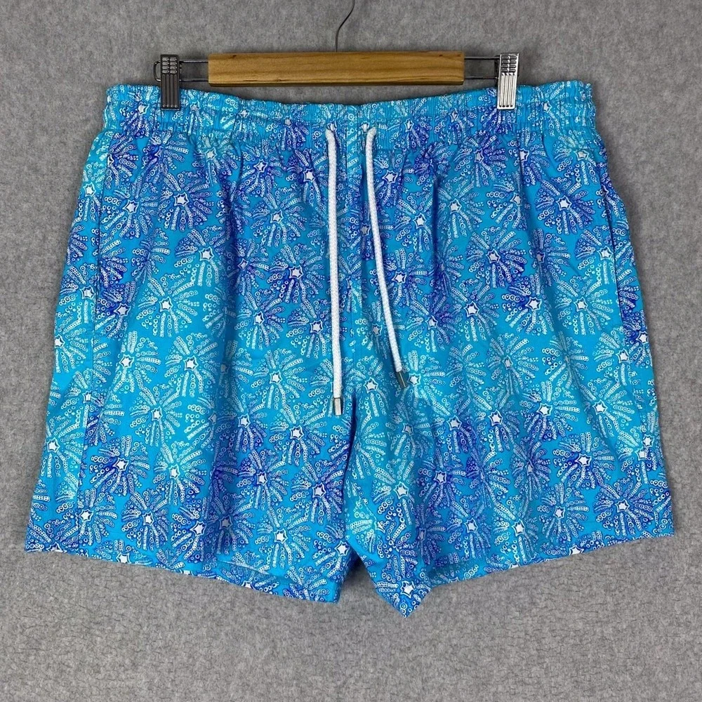 Vilebrequin Shorts Mens 3XL Blue Sea Urchin All‎ Over Print Swim Trunks XXXL