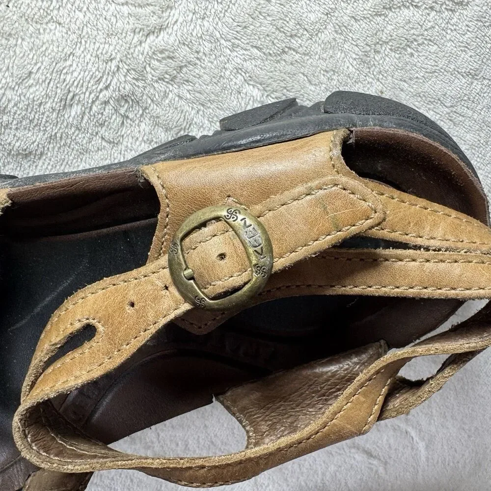KEEN Women Leather Strappy Sandals Brown/Tan Buckle Adjustable US 8.5 EU 39