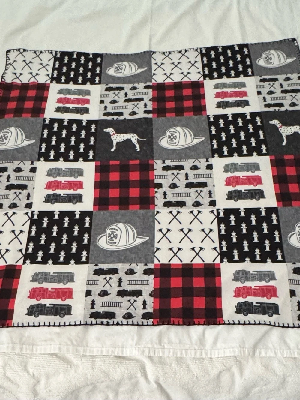 Gorgeous Firefighter Theme Faux-Patchwork Multi-Use Square Cloth 🚒