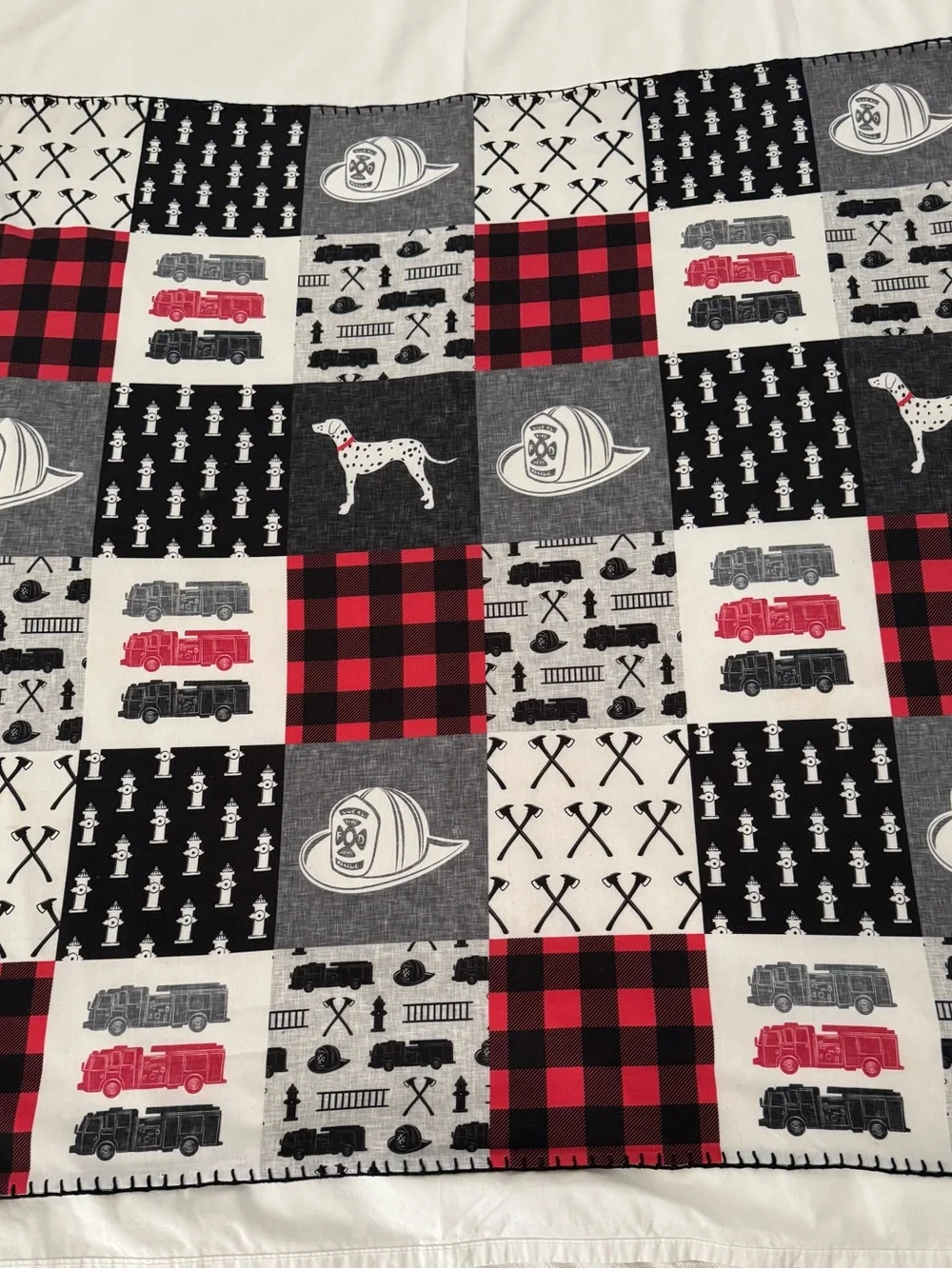 Gorgeous Firefighter Theme Faux-Patchwork Multi-Use Square Cloth 🚒