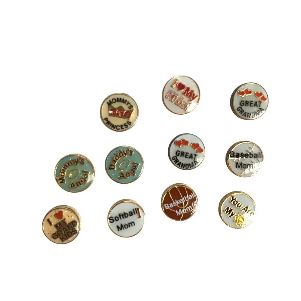 Lot of 60+ Pcs Round Floating Locket Crafting Charms Mom Dad Grandma Kids Love