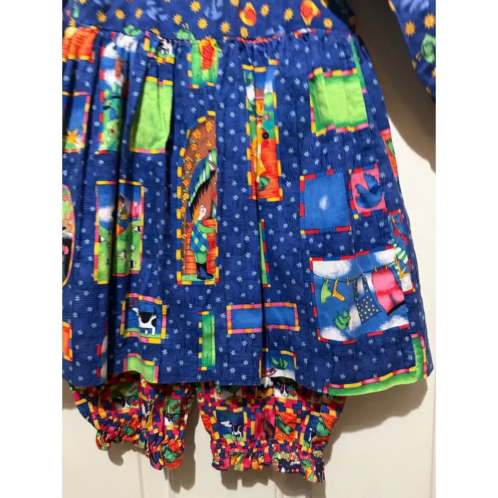 Vintage girls toddler Chicken Noodle Set Size 4T colorful farm 80s 90s