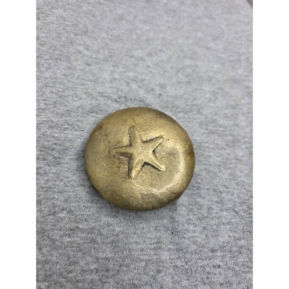 Handmade AnaCortes Hand Etched Signed Solid Brass Star Circle Belt Buckle