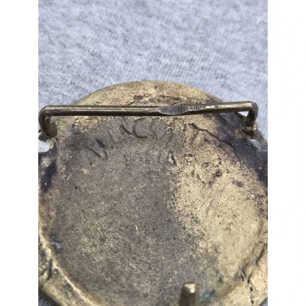 Handmade AnaCortes Hand Etched Signed Solid Brass Star Circle Belt Buckle