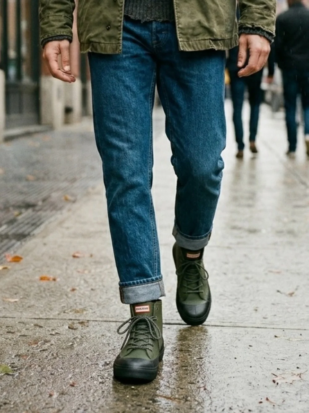 Hunter Olive Green Lace-Up Men's Boots