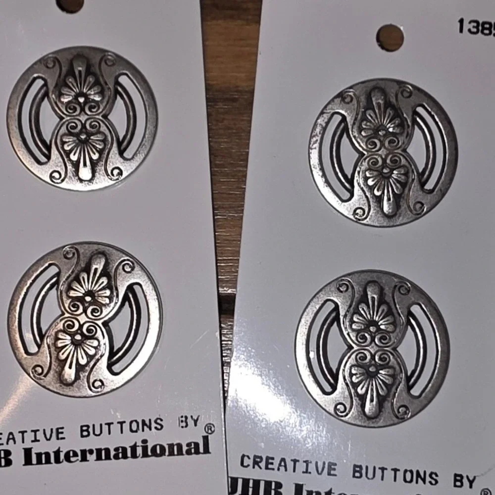 JHB International La Mode Buttons Silver Filigree Metal 3/4