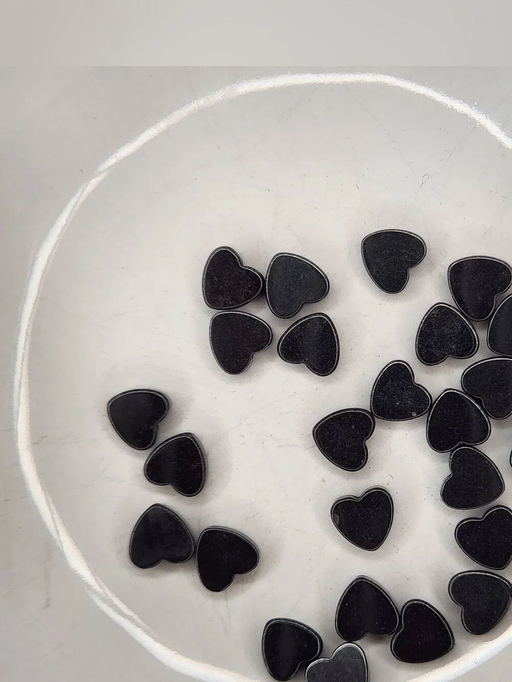 Hematite 6mm Flat Heart Beads Black 25 Count